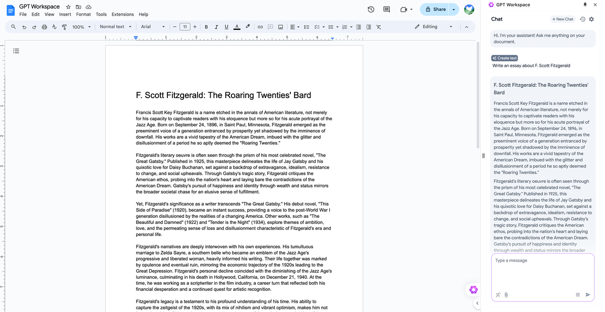 Verwenden Sie GPT Workspace in Google Docs, um ganze Dokumente in Sekunden zu erstellen