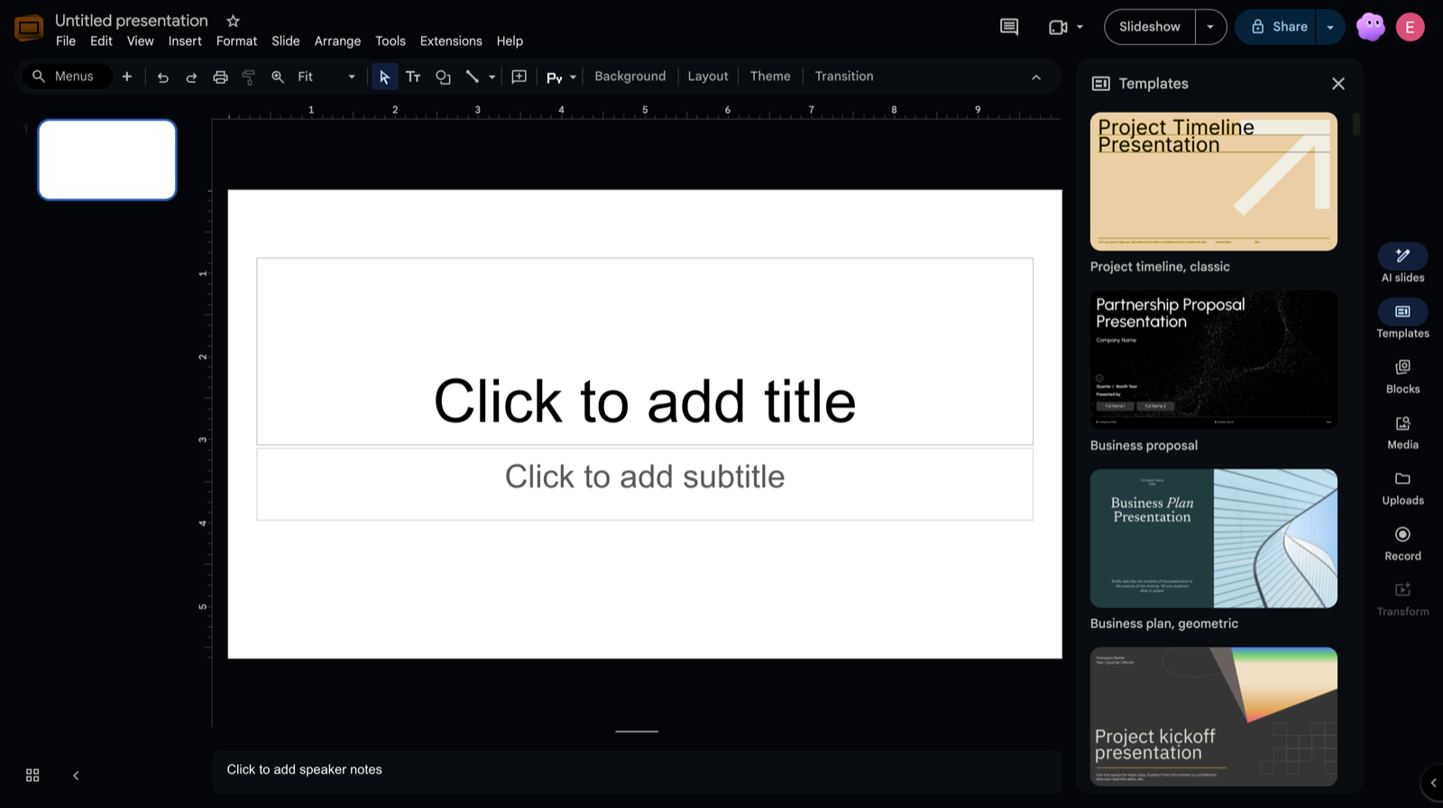 Google Slides with dark toolbars